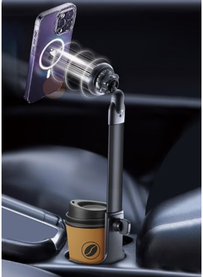 PAST WORLD 2-in-1 Cup Holder Phone Mount – Adjustable Car Mount with MagSafe Compatibility, Extendable Arm & - Image 2